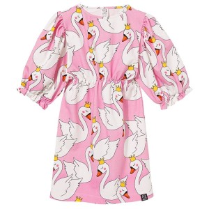 Sukienka Puffed Sleeves Dress PINK SWANS