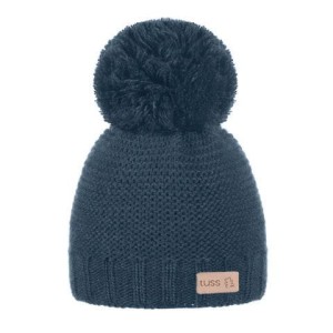 Czapka zimowa z pomponem JEANS dziergana