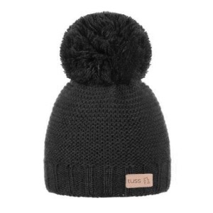 Czapka zimowa z pomponem BLACK dziergana