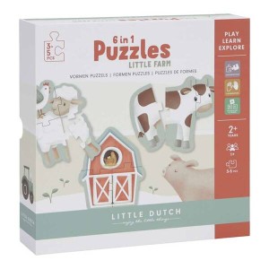 Little Dutch 2 lata+ Puzzle 6 elementów Little Farm FSC LD7148