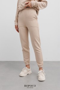 Spodnie basic Bopoco BEŻOWE z gumką -50%