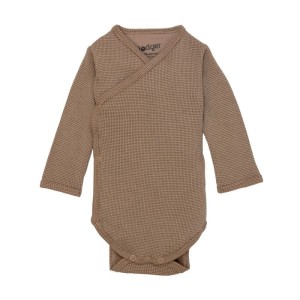 Body kopertowe z długim rękawem BEIGE brązowe Romper Ciumbelle LS