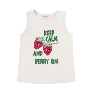 Tank Top Prążek TRUSKAWKA ECRU - STRAWBERRY ECRU / RIB TANK TOP