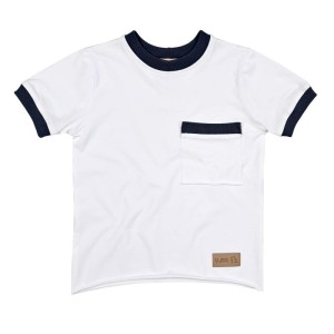 T-Shirt POCKET white/navy (mama&dziecko)
