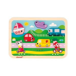 Puzzle drewniane 3D Pojazdy 7 el. 18 m+ Janod J07124