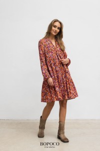 Sukienka ROZPINANA z wiskozy W KWIATY -50%