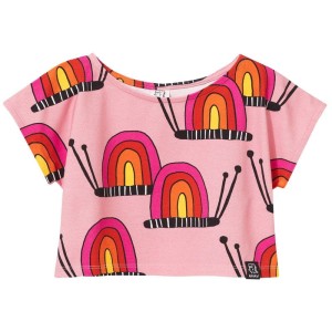 Krótka koszulka CROP TOP pink snails