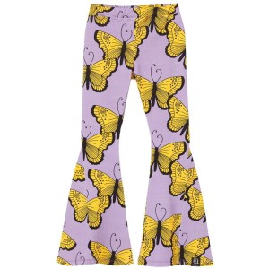 Dzwony FLARED TROUSERS purple butterflies