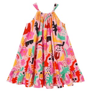 Sukienka BOW DRESS pink abstract