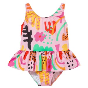 Strój kąpielowy UV 1-częściowy ONESIE SWIMSUIT pink abstract