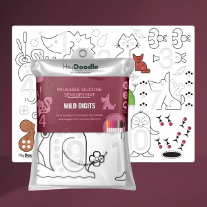 Sensoryczna Mata Silikonowa do Kolorowania A3 - Dzikie Cyferki 3 lata+ HeyDoodle HDSM002 wild digits