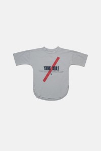 Koszulka 005A LONG TEE GRAY (RED STRIPE)