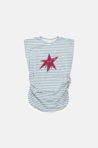 Sukienka 401 STRIPED SHORT DRESS ecru/blue (RED STAR)