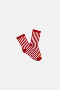 Skarpetki 602 SOCKS RED STRIPED red, mustard, ecru