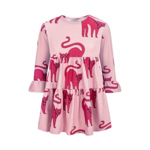 Sukienka fale KOT RÓŻOWY - CAT PINK / FRILLED SPINNING DRESS