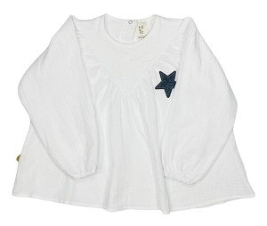 Bluzka koszulowa 211-24 MUSLIN BLOUSE - STAR / WHITE - GOTS