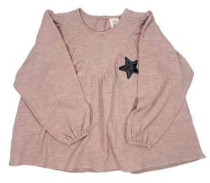 Bluzka koszulowa 212-24 MUSLIN BLOUSE - STAR / POWDER PINK - GOTS