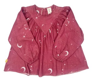 Bluzka koszulowa 214-24 MUSLIN BLOUSE - CONSTELLATION / CHERRY RED - GOTS