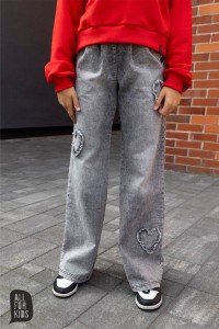 Spodnie JEANS serca GRAFITOWE