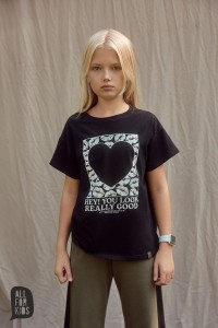 T-Shirt CZARNY serce usta